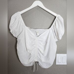 H&M Womens White Ginham Blouse